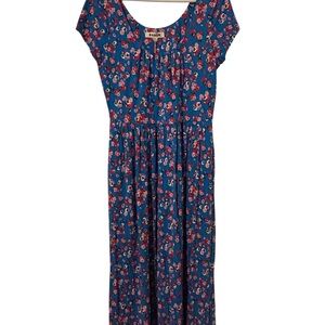 NWT Boden Women’s Sz 16 Blue Floral Aline Maxi Dress Pockets